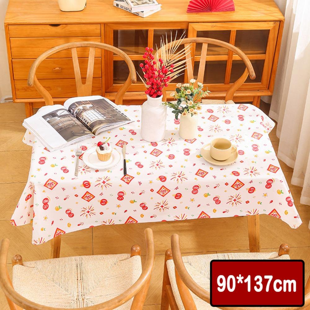 PEVA Tablecloth Thickened Red Festive Table Cloth Portable Table Cover  New Year Party Supplies