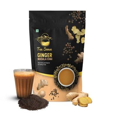 TEA SENSE Ginger Masala Chai | 200 g | Miscela Piccante e Salutare | Assam CTC, Zenzero Essiccato, Pepe Nero | Aroma Forte e Aromatico