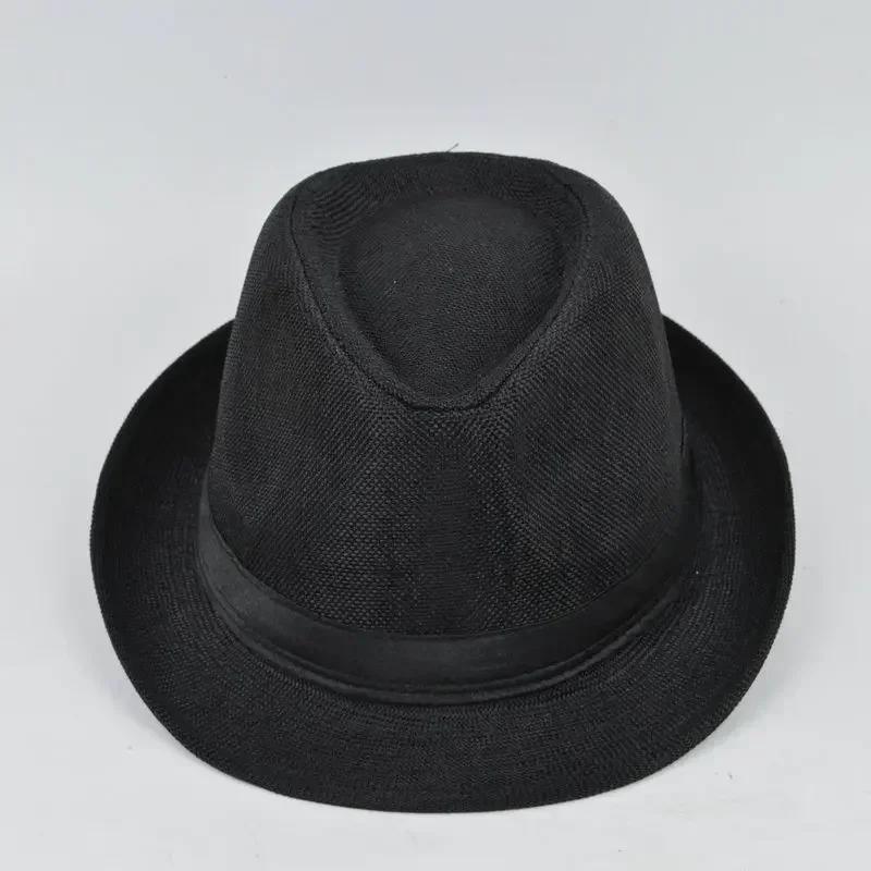 Top Hat Cotton Linen Solid Jazz Hat Men's English Gentleman Hat Versatile Casual Sunshade Handsome Gentleman