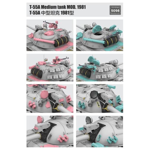 Ryefield Models 1/35 Scale T-55A Medium Tank Mod. 1981 with Working Tracks Plastic Model Kit RFM5098