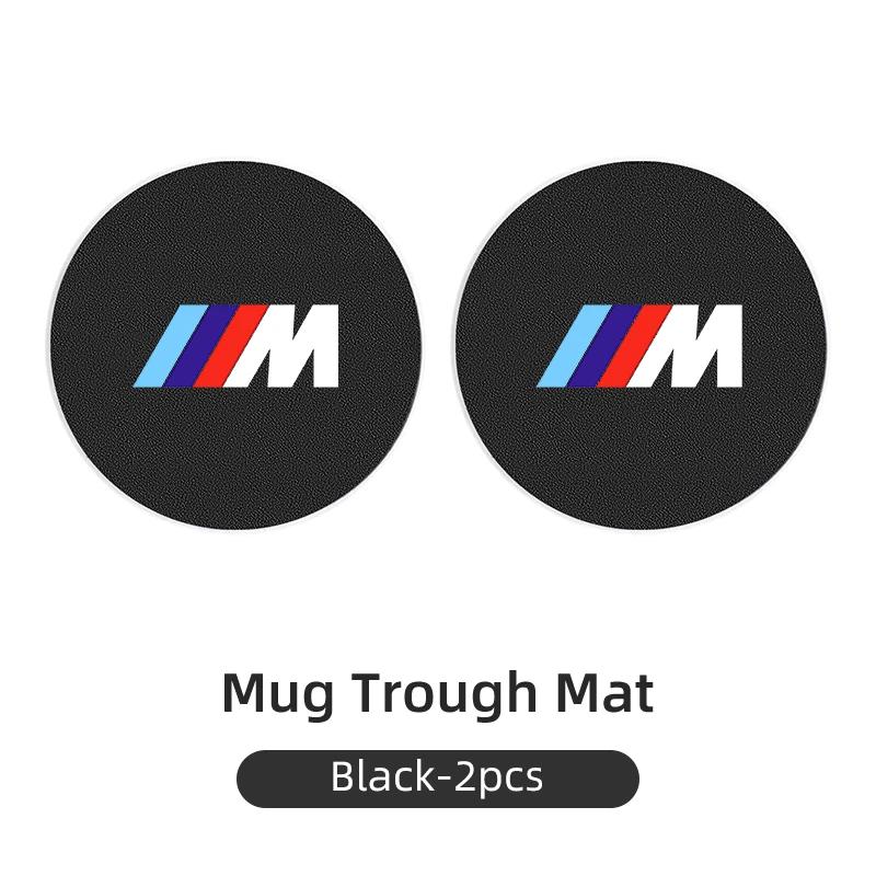 

Car Sticker 2025 Hot Car Carbon Leathe Coasters Pads Centre Console Cup Non-Slip Mats For BMW 1 3 5 Series X1 X4 X5 X7 G20 G3