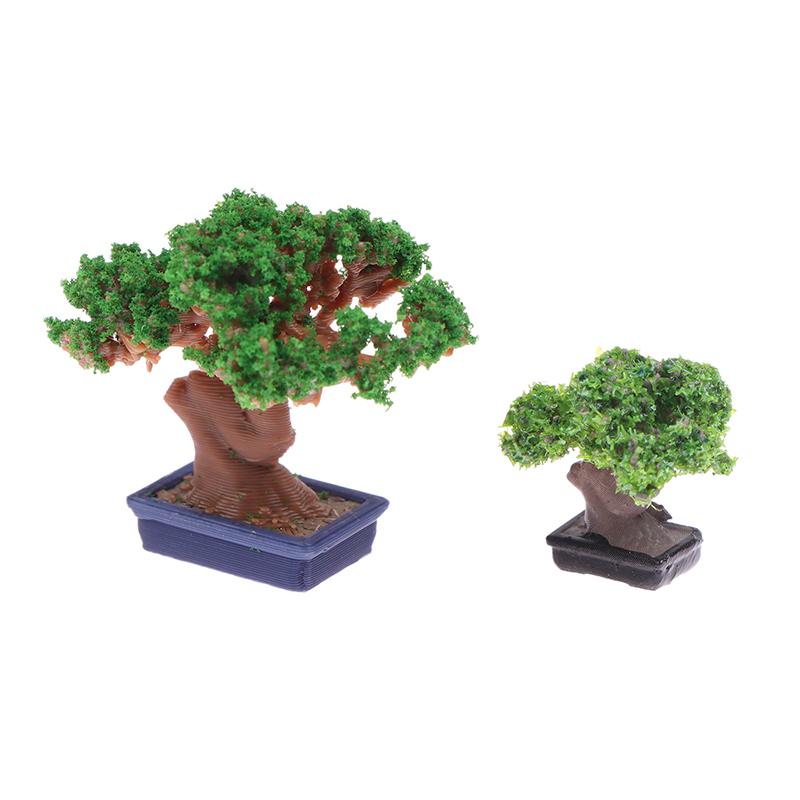 1/12 Dollhouse Simulation Mini Green Tree Potted Dollhouse Home Decorations Dolls House Micro Landscape Garden Ornament