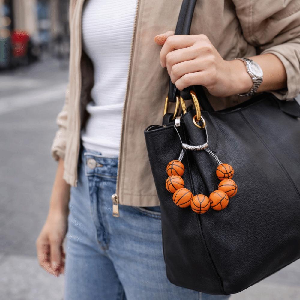 Basketball Themed Baseball Bag Charm Wooden Football Key Ring Hanging Bracelet Charm  Tote Decor