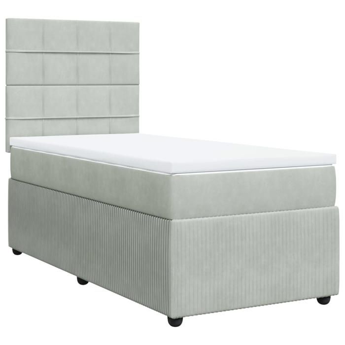 VidaXL Sommier à lattes de lit et matelas Gris clair 90x190 cm Velours 3294514