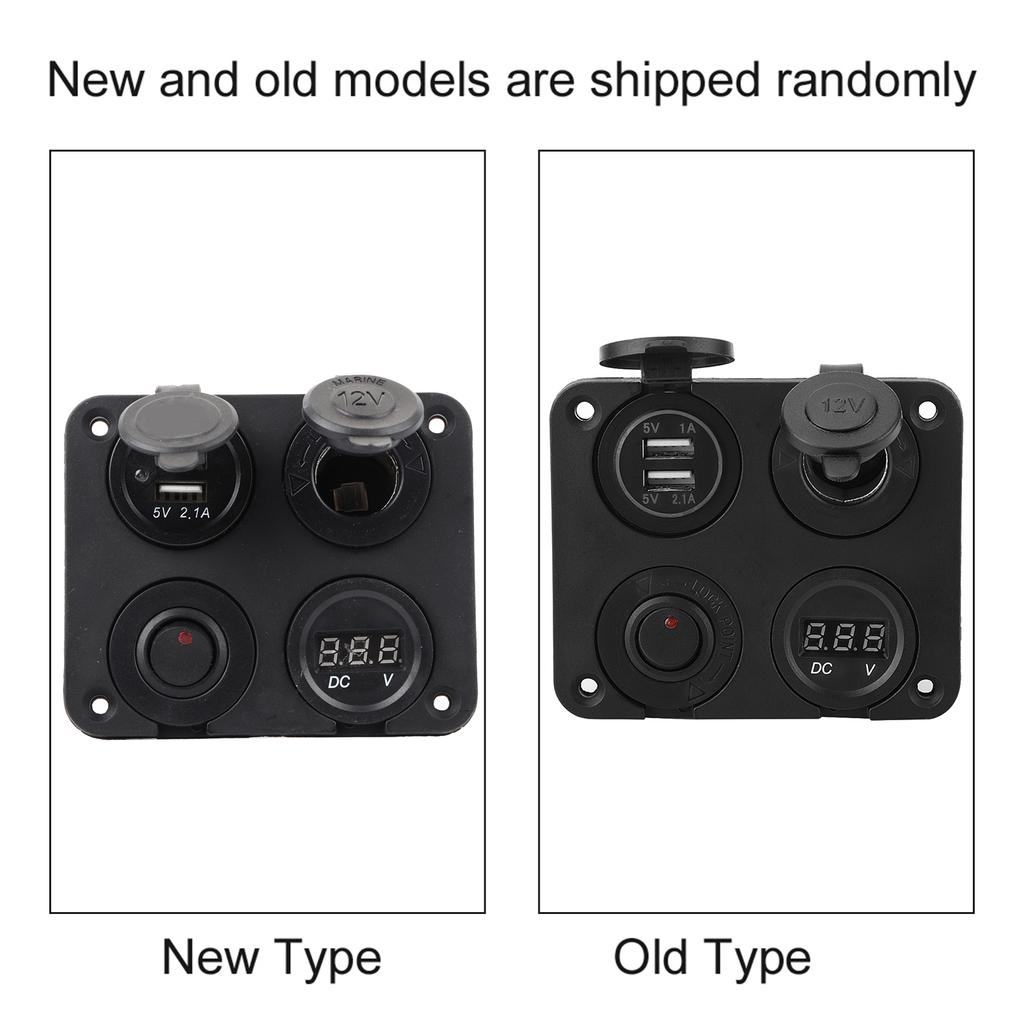 12V 4 Gang LED Toggle Switch Panel Cigarette Lighter Voltmeter Dual USB 4.2A for Car Boat Red