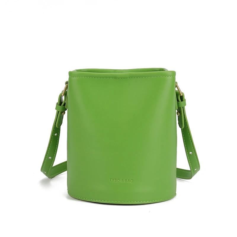 Women's PU Leather Crossbody Bags Contrasting Colors Casual Solid Trendy Lock Bucket Type