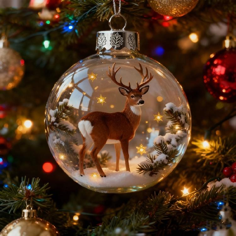 Christmas Wildlife Acrylic Ornament Set Efficient Shatterproof Decors Feature Detailed Animal Silhouettes Designs