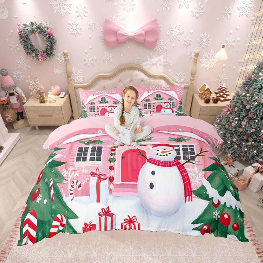 Homewish Chic Christmas Tree Duvet Cover SetKawaii Santa Claus Comforter Cover SetKids Xmas Gifts Bed Set For Boys Kids