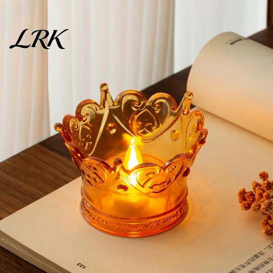 Small Accessory Organizer Crown LED Tea Light, Flameless Faux Crystal Candle Night Decorative Table Lamp Romantic Wedding Party Decor, Creative