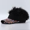 Colorful Flag Simulation Wig Baseball Cap Fashion Rhinestone Sun Visor