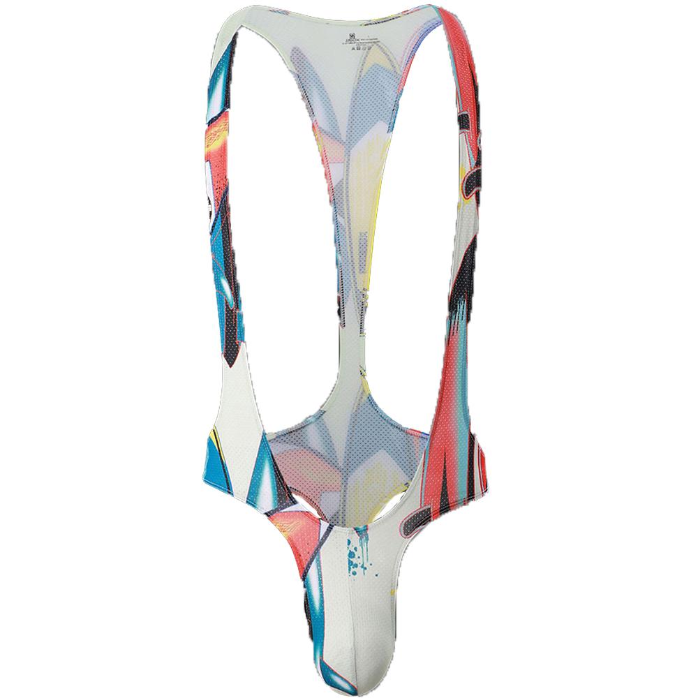 Gay Male Printed Bodysuits Body Shapers Men's Sexy Thongs Print Wrestling Singlet Leotards Sissy Men's Jockstrap Slips Jumpsuits