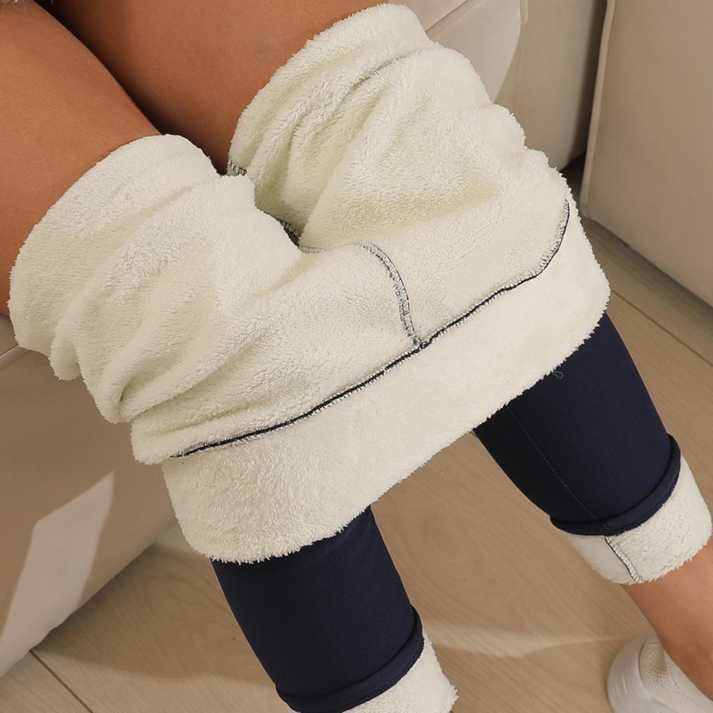 Ladies' Lamb Wool Thickened High Waisted Slimming Pencil Pants With Bottom And Warm Pants