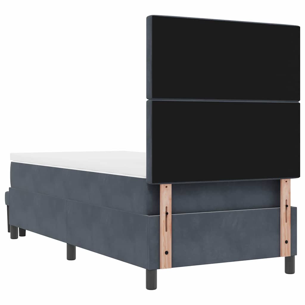 Box Spring Bed with Headboard Dark Grey 200 x 100 cm Velvet