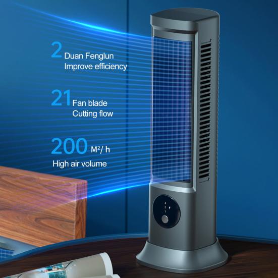 Cooling Air Conditioning Fan 3 Speeds Adjustable Bladeless Cooling Fan Energy Saving Quiet Desktop Fan for Bedroom Office