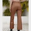 Women High Waist Loose Trousers Motorcycle Straight Wide Leg Leather Pants