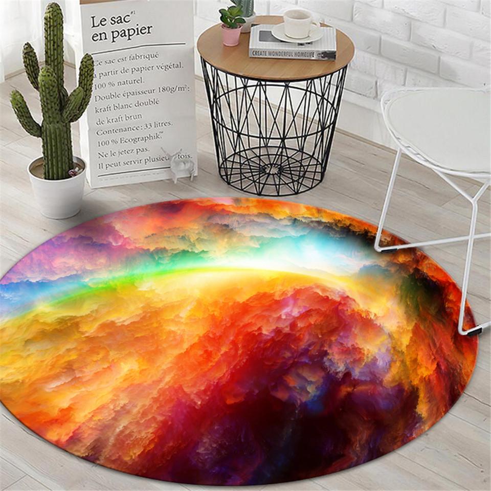 Children's Room Coffee Table Carpet Living Room Chair Cushion Non-slip Abstract Colorful Cloud Cushion Round Carpet