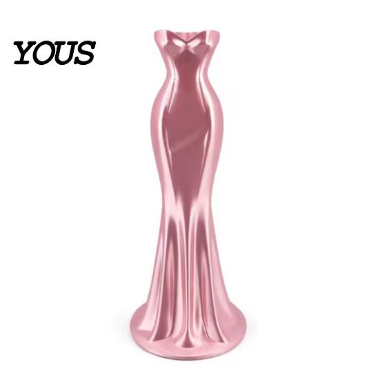 Smooth Line Vase Elegant Dress Shaped Vase, 3D Printed Minimalist Flower Holder, Modern Decorative Romantic Home Decor Bud for Living Room, Entrance,