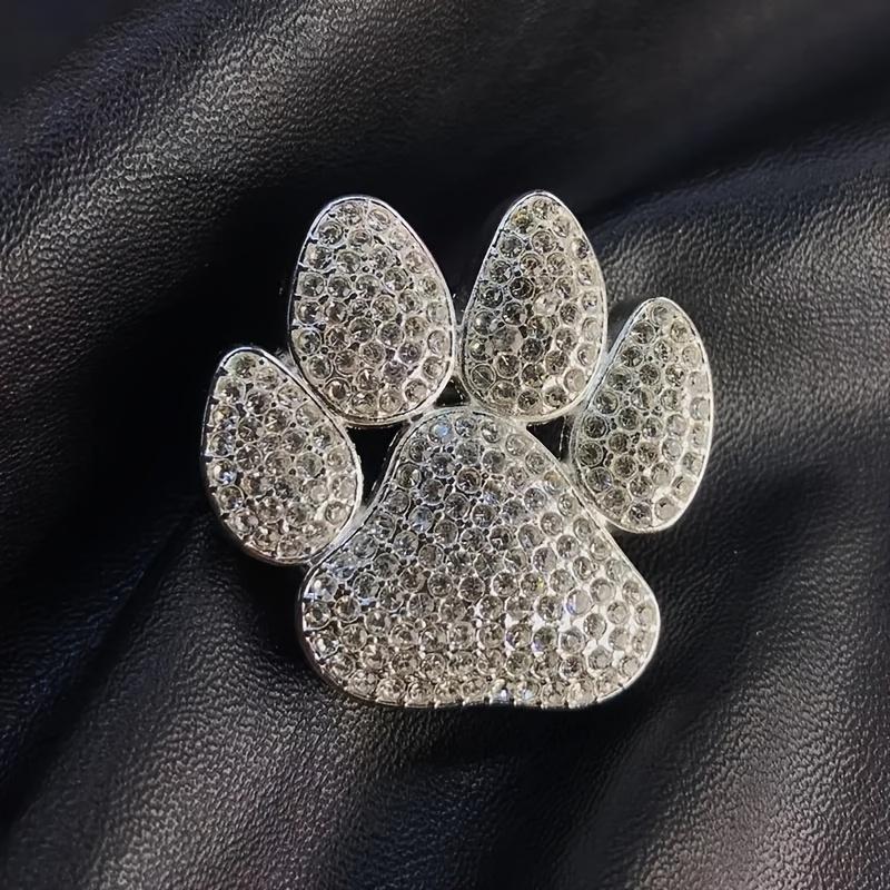 [Vintage Dog Paw Brooch] ESSHPULE Vintage Baroque Style Rhinestone Dog Paw Brooch Pin | Cute Paw Design with Sparkling Accents, Zinc Alloy, Perfect Fo