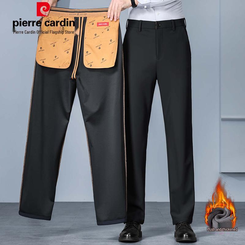 Pánské plusové sametové zesílené elastické ležérní kalhoty s rovnými nohavicemi Pierre Cardin