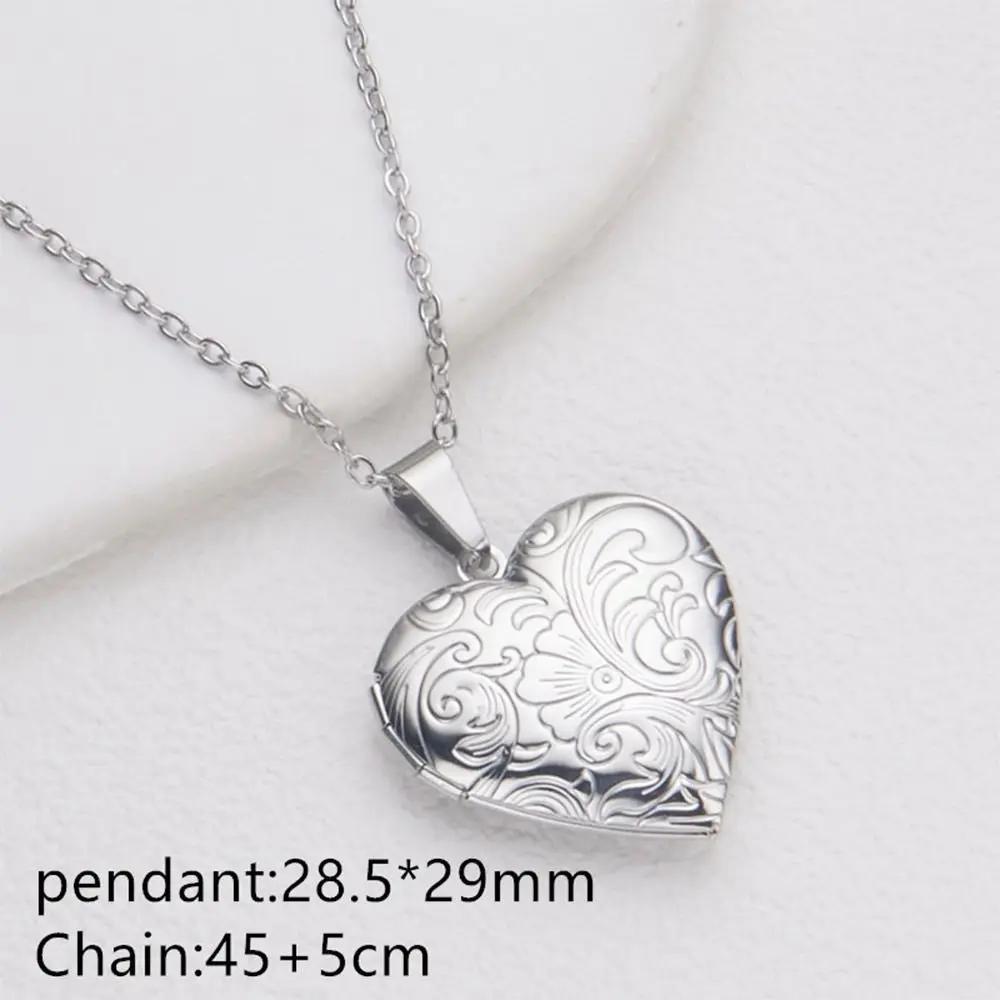Diamond Heart Shaped Photo Picture Locket Necklace Romantic Custom Love Secret Message Pendant Necklace For Lover Couples Gift