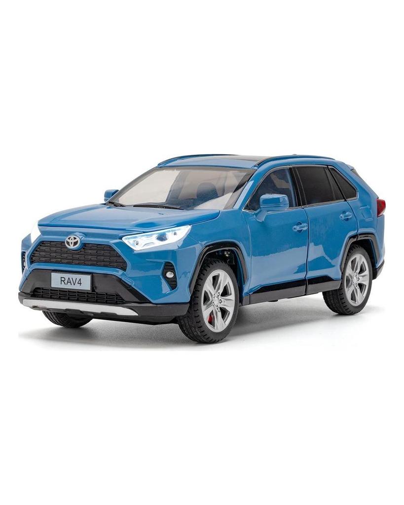 Model auta v měřítku 1/24 Toyota RAV 4 litý tlakový odlitek zpět s ovládáním klíče od auta Zvukové světlo Model Měřítko Auta Děti Kluci Hračky Dárky
