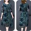 High-end Women's Velvet Dress Long Silk Dress Loose Floral A-Line Dress Spring Autumn