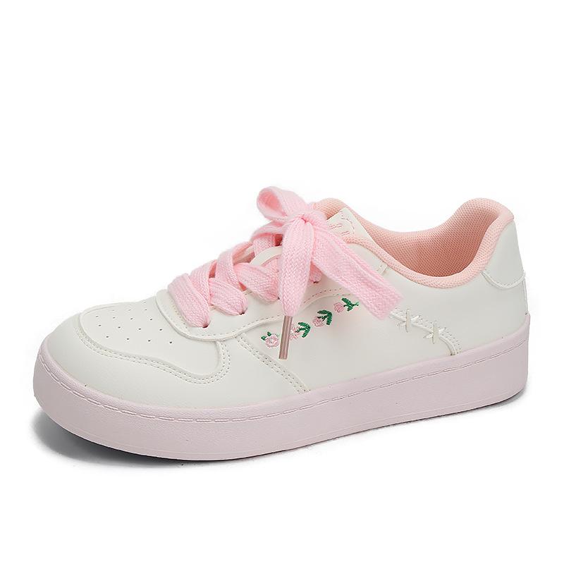 Women's White Sneakers  Spring Autumn New Lightweight Breathable Outdoor Casual Shoes Flower Lace Up Comfortable Board Shoes