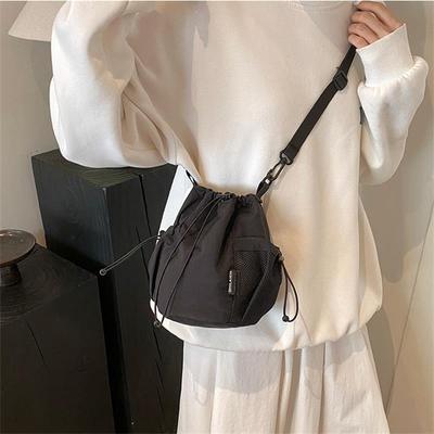 Large Capacity Drawstring Bucket Bag Shoulder Bag Simple Women Tote Bag Cell Phone Purse Pouch Versatile Reusable Crossbody Bags