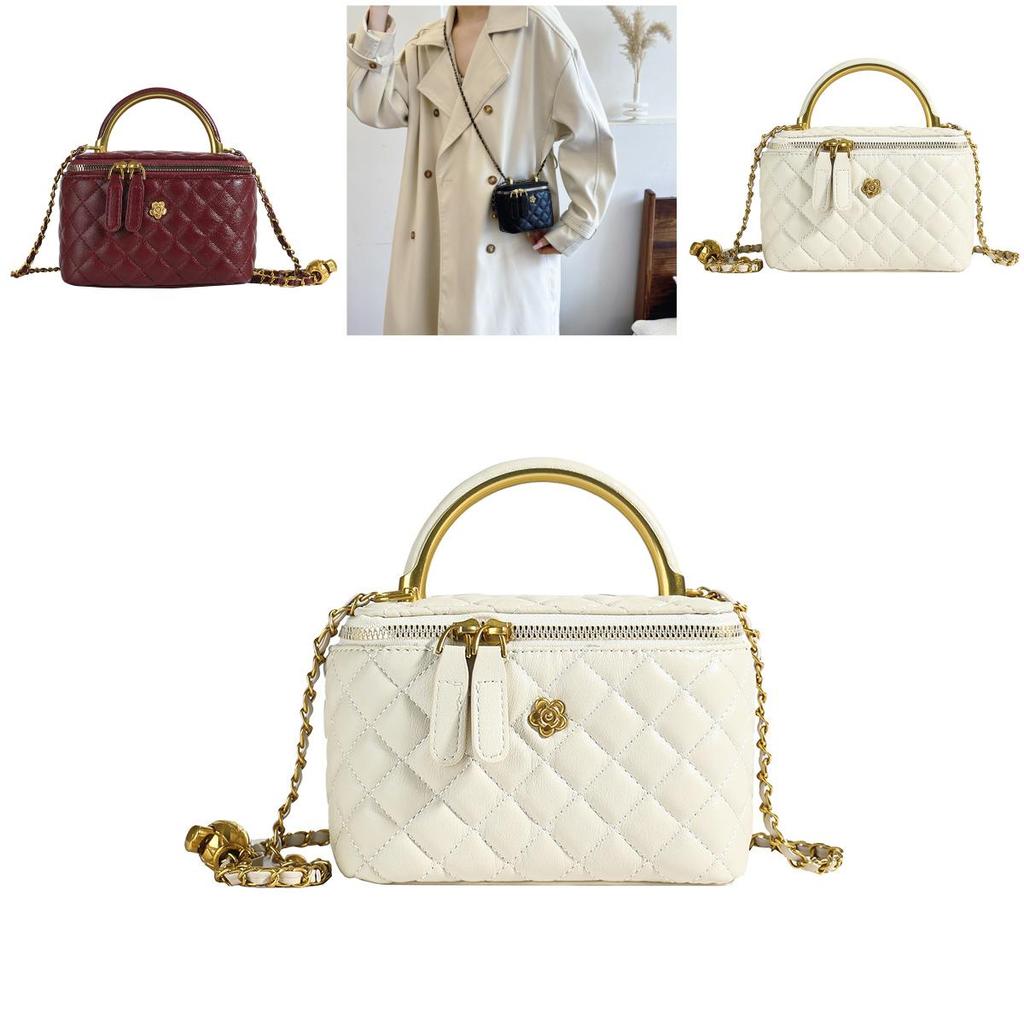 Pu Small Box Bag For Women With Quilted Pattern And Chain Strap For Daily Use