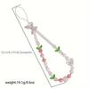 Süße Pfirsich Perlen Handy-Anhänger Kette, Schmuck für süße Mädchen, Perlen Handy Blumen Lanyard für iPhone Schlüsselanhänger