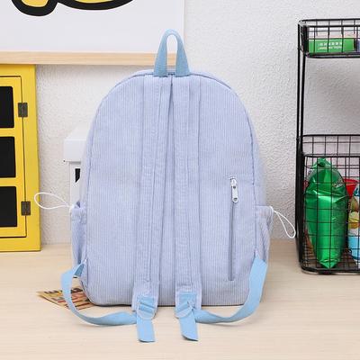 Corduroy New Large-capacity Schoolbag Female Junior High School Students Simple Backpack Campus Contrasting Backpack Travel Backpack