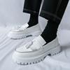White Tassel Loafers Men Chunky Shoes Large Size 38-46 Round Toe Casual Shoes For Man Party Fashion Leather Shoes Man Moccasins