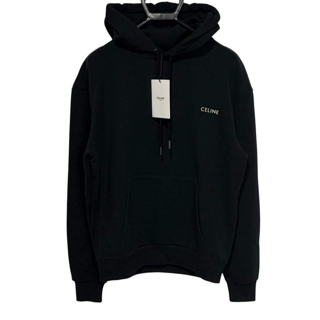 Celine Front Logo Hoodie Black Men's Size XS Model 2Y958670Q