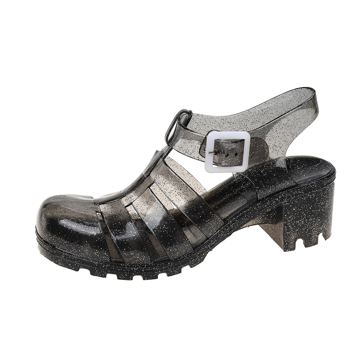 

Fashion Versatile Women s Summer Plastic High Heels Anti-Slip Transparent Crystal Jelly Shoes Princess Style Cross-Border Trade Footwear 37