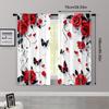 2pcs   Window Curtain  print Abstract Rose Design Versatile Fabric (without rod) Art Deco Festive Ldeal for Home Decor and