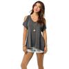 Chic Polyester Blend Round Neck Off-shoulder Batwing Sleeve T-shirt For Nightclub