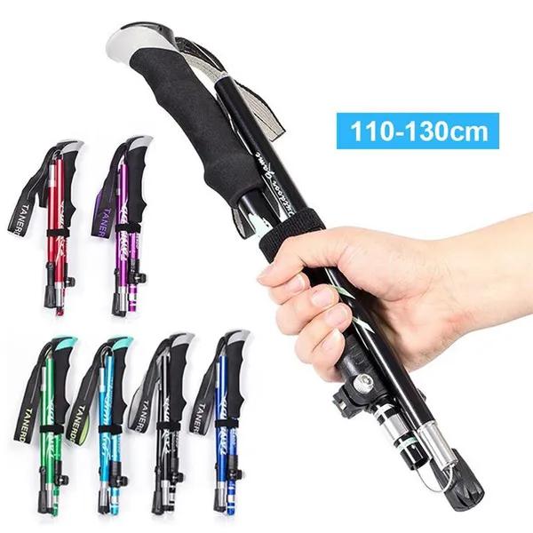 Pólo de caminhada nórdico telescópico de liga de alumínio portátil ao ar livre 250g ultraleve caminhada pólo caminhada bengala