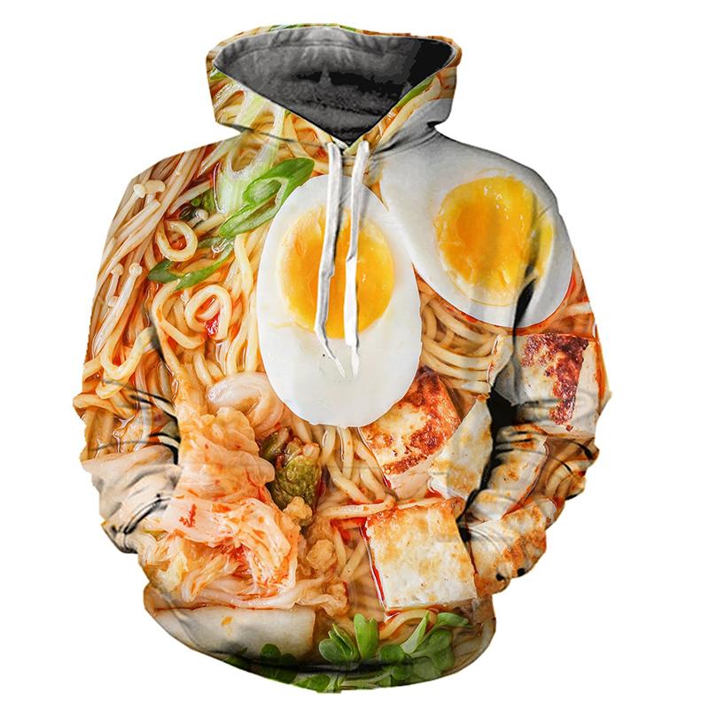 

Толстовки с изображением гамбургеров и чипсов Ramen, толстовки с капюшоном с 3D-принтом для мужчин, свободные уличные свитера, толстовки с капюшоном, детская одежда S
