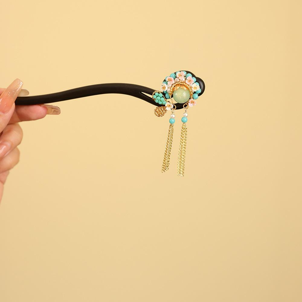 Red Wooden Hair Stick Tassel Hanfu Hairpin Classical New Chinese Style Hair Clip  Bridal