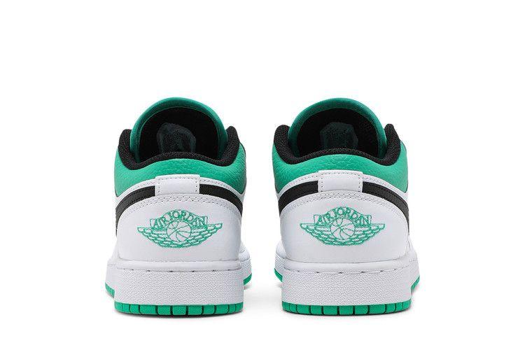 Jordan 1 Low White Lucky Green Tumbled Leather (GS) Sneakers