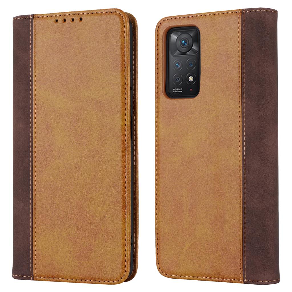 For Xiaomi Redmi Note 11 Pro Case Calf Texture 3 Card Slots Color Splicing Leather Phone Cover