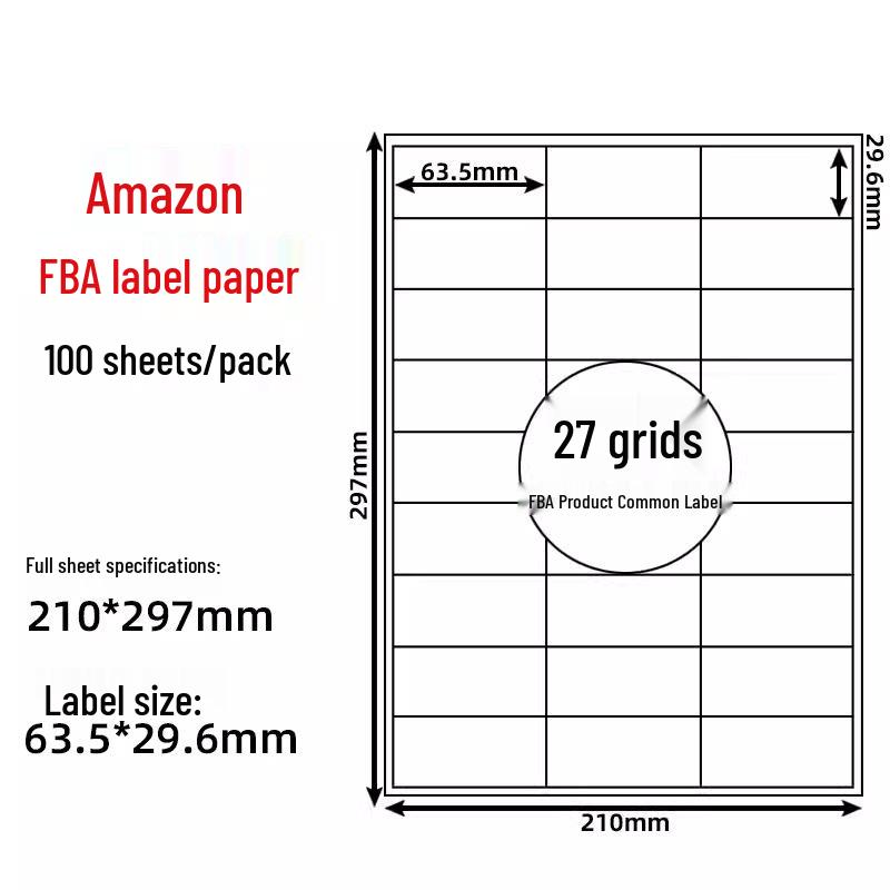 A4 Sticker Printing Paper with Pre-Cut Adhesive Labels, 100 Sheets/Pack