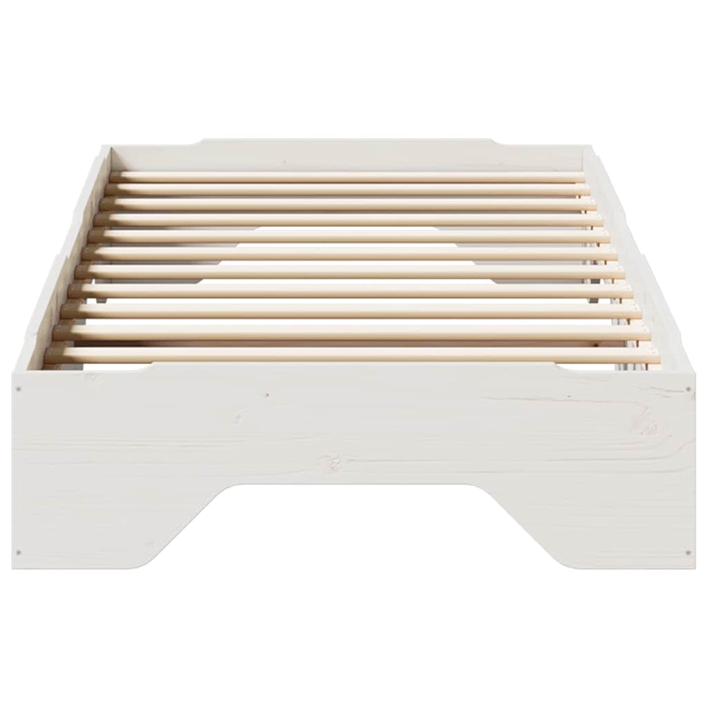 Solid Wood Bed Frame without Mattress Stackable White 90x190 cm