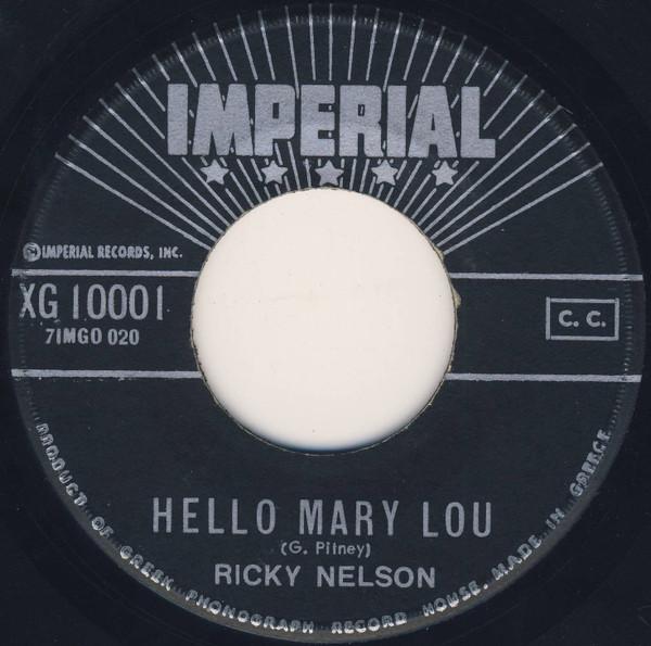 

7inch Record RICKY NELSON 2 Hello Mary Lou That Warm Summer N XG10001 Imperial 1961 Greece Rock Used
