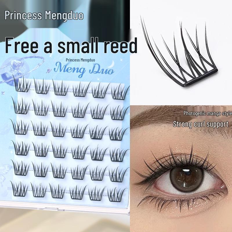 

Mengduo Princess Lightweight Clear-Band Eyelashes: Perfect for Beginners, Dense, Soft, and Single Cluster Style.