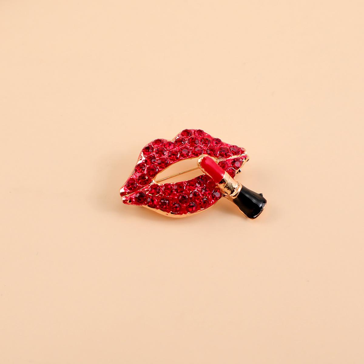 

Европейский и американский креативный стиль брошь-помада с полными бриллиантами - Модный аксессуар для одежды