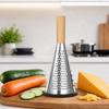 Vertical Cone Cheese Grater, Food Grade Stainless Steel Shredder for Parmesan, Wood Handle Vegetable Fruit Planer