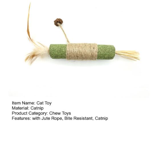 Cat Catnip Chew Stick Toy with Jute Rope Bite Resistant Cat Feather Teething Toy Pet Teeth Cleaning Interactive Boredom