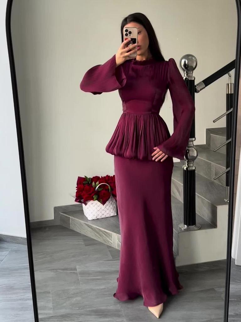 Elegant 2025 Retro Long Sleeve Spring Dress