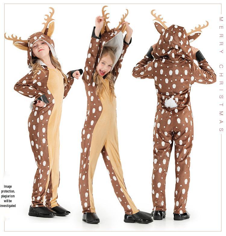 Khakifarbenes Gepunktetes Reh Weihnachtskosplay Kostüm für Bühnenauftritt